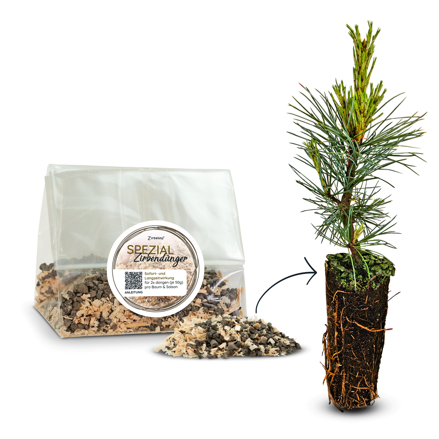 100g ZirbenDnger Granulat fr Zirbenbume - Pure Zirbenkraft fr Wachstum,  Nadeln & Wirkung | fr 2x dngen (je 50g) pro Baum & Saison  Zirbenshop  Pflanzenhof